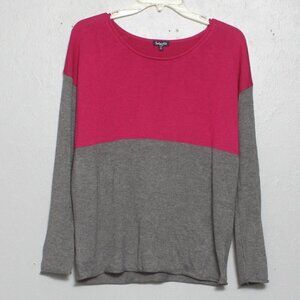 Splendid viscose cashmere blend color block pink gray sweater